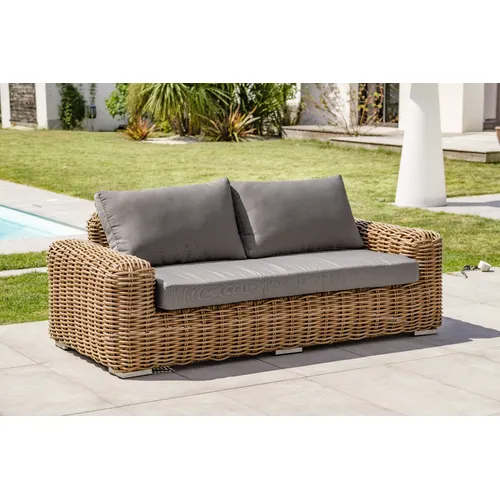 2-Sitzer Garten-Sofa PARIS GARDEN Borabora aus braunem Geflecht-Resin