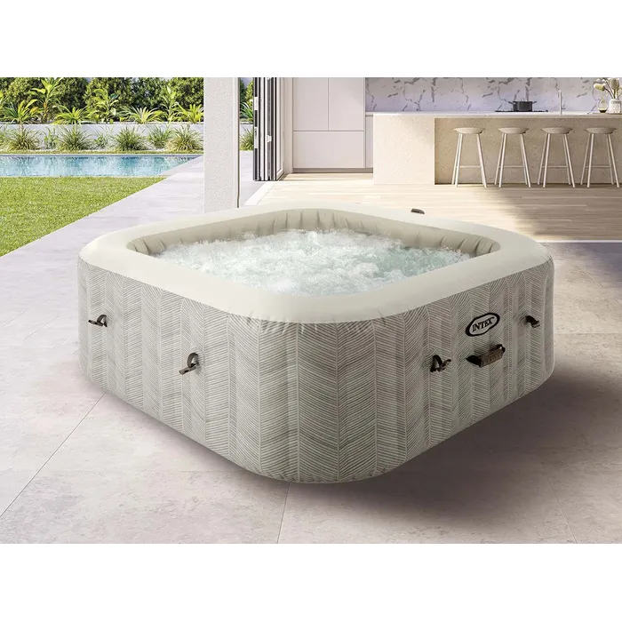 INTEX-Fénira | Spa Gonflable Carré 4 Places – Massage à Bulles Chauffant