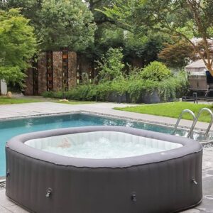 Novea™ | Spa Gonflable Carré 4 Places – PVC Renforcé, Structure Robuste, Pompe Intégrée & Hydromassage Relaxant