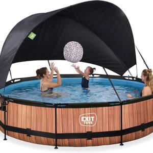 EXIT TOYS-Florézia | Piscine Spacieuse – 360x76 cm, Cadre en Acier, Filtre à Eau & Voile d’Ombrage