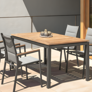 Serelva™ | Ausziehbarer Esstisch – 2 Größen, Aluminium & Teak, Elegante Holzoptik