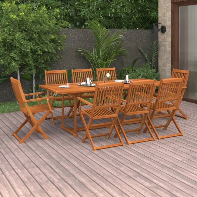 Avelora™ | 9-teiliges Esszimmer Set für den Garten 220x90x75 cm Akazienholz vidaXL