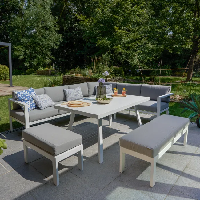 Altheon™ | 10-Sitzer Eckgarnitur aus Aluminium Weiß