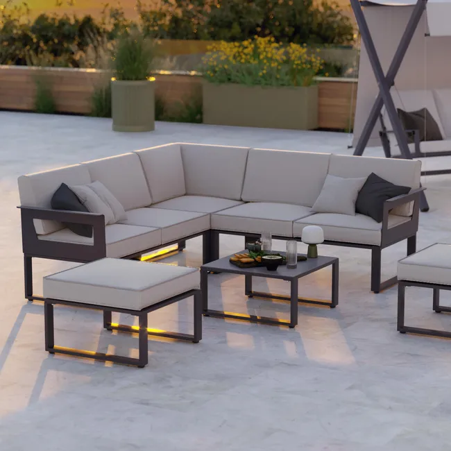 Islanis™ | Graue Gartenmöbel für 7 Personen