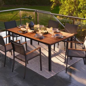 Marvella™ | Elegante Aluminium Gartenmöbel Grau Anthrazit für 6 Personen
