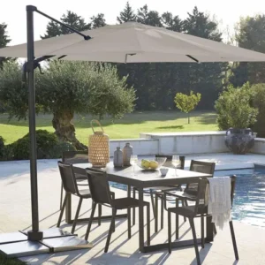 Orlana™ | Moderner Outdoorschirm - 386x281 cm, elegantes Anthrazit, Aluminiumrahmen, einfache Verstellung